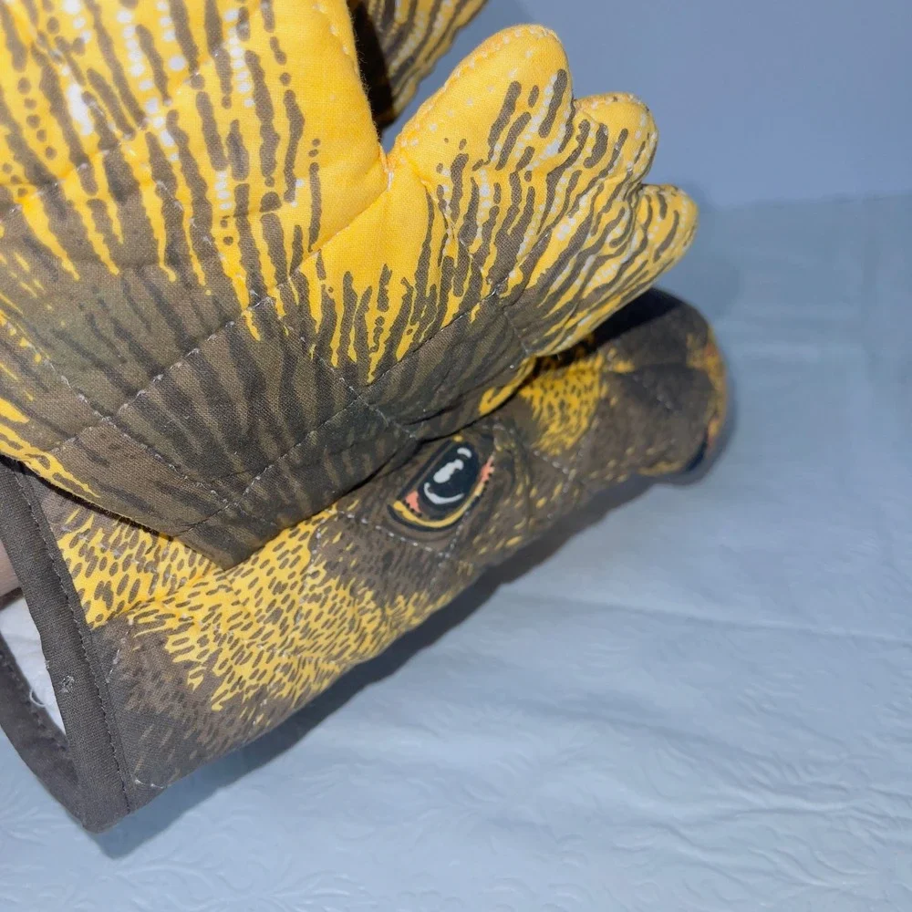 Boston Warehouse Kitchen Moose Oven Mitt OS Brown Yellow Vintage 1992 Decorative
